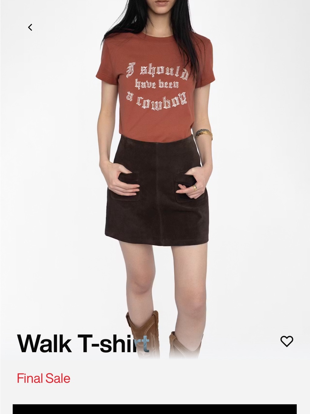Women’s “ I should have been a cowboy” By Zadig & Voltaire Rust Short Sleeve Tee
